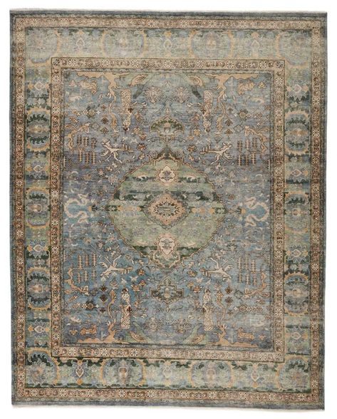 Someplace In Time SPT13 Luxury Rug | Roger + Chris Area Rugs Green, Rugs Green, Fringe Rugs, Jaipur Living, Updated Traditional, Custom Sofa, Luxury Rug, Nebraska Furniture Mart, Slate Blue