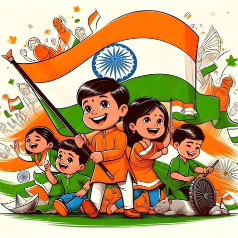 Premium Photo | A drawing of a boy and a flag with the words the national on it Indian Freedom Fighters Paintings, Republic Day 2025 Poster, Drawing For 26 January, Republic Day Special Drawing, 78 Independence Day India, 15august Drawing, Drawing On Republic Day, 15 Agustus India, Independence Day Special Drawing