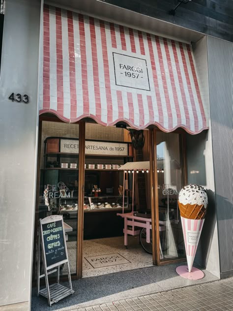 Ice cream Interior Ice Cream Shop, Local Ice Cream Shop, Bakery And Ice Cream Shop, Ice Cream Store Exterior, Minimalist Ice Cream Shop, French Ice Cream Shop, Coastal Ice Cream Shop, I’ve Cream Shop Aesthetic, Old Ice Cream Shop