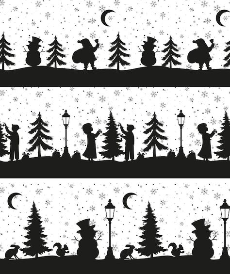 Winter Scene Silhouette Svg, Christmas Silhouette Art, Christmas Silloutes, Christmas Silhouette Templates Free, Simple Christmas Silhouette Images, House Silhouette Templates, Christmas Window Silhouettes, Diy Cards With Cricut, Christmas Silhouette Templates