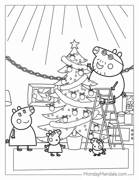 Peppa Pig Printables Free Coloring Pages, Peppa Pig Printables, Coloring Pages For Kids Christmas, Heo Peppa, Peppa Pig Imagenes, Peppa Pig Party Decorations, Danny Dog, Peppa Pig Christmas, Pig Coloring Pages