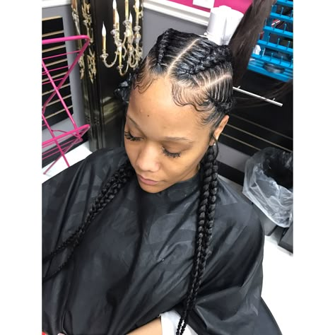 4 Dutch Braids Black Hair, Four Feedin Braids Cornrows, Simple Braids With Weave, 4 Conroe Braids Hairstyles, 2-4 Feed In Braids, 5-6 Feedin Braids, Feedin Braids With Quick Weave, 4 Feedin Braids Style, Four French Braids