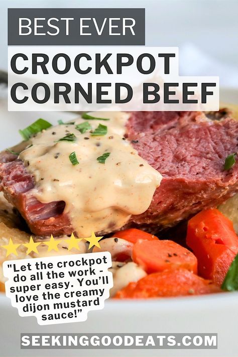 The best crockpot corned beef recipe! Corned beef and cabbage is an easy slow cooker recipe that is a family friendly dinner! Cooked low and slow all day results in a very tender & juicy corned beef brisket. A low carb and keto recipe that can be customized and enjoyed by everyone at your table. Serve this as an easy weeknight dinner or for St. Patrick's Day. Yum!! Best Crockpot Corned Beef, Beef Brisket Crock Pot, Slow Cook Corned Beef, Crockpot Corned Beef And Cabbage, Crockpot Corned Beef, Healthy Stew Recipes, Best Corned Beef Recipe, Cabbage Slow Cooker, Crockpot Cabbage Recipes