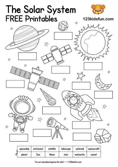 Solar System Worksheets for Kids | 123 Kids Fun Apps The Solar System Activities, Kindergarten Solar System Activities, 1st Grade Solar System Worksheets, Solar System 3rd Grade, Planets Worksheets For Preschool, Solar System Arts And Crafts For Kids, Space Theme Worksheets, Solar System Activities For Kindergarten, Solar System Worksheets Kindergarten