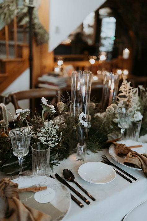 Intimate winter wedding in Vermont Tablescape Intimate Winter Wedding, Sage Wedding, Winter Wedding Ideas, Envelope Liners, Wedding Menu, Home Wedding, Custom Invitations, Place Cards, Paper Goods