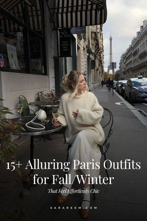 Looking for Parisian-inspired outfit ideas for fall and winter? Discover 15+ effortlessly chic Paris outfits for fall and winter that blend cozy layers, chic silhouettes, and timeless Parisian style. These Paris outfit ideas are the perfect mix of casual and sophisticated. Explore how to nail that effortless Parisian charm with winter outfit ideas designed for both style and warmth. Pin these stunning looks now for your ultimate fall and winter style inspo! #ParisOutfits #ParisianStyle Parisian Evening Dress, French Chateau Outfit, Paris Winter Outfit Women, French Work Outfits Parisian Chic, Casual Parisian Outfits Winter, Parisian Edgy Style, Parisian Airport Style Travel Outfits, Cozy Chic Winter Outfits, French Fashion Fall 2024