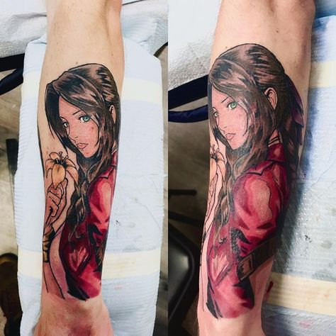 Aerith Gainsborough Final Fantasy Vii Tattoo #tattoo #finalfantasy #finalfantasyvii #aerith #aerithgainsborough #tifa #tifalockhart Aerith Tattoo, Final Fantasy Vii Tattoo, Vii Tattoo, Final Fantasy Tattoo, Fantasy Tattoo, Aerith Gainsborough, Tifa Lockhart, Piano Keys, Matching Tattoos