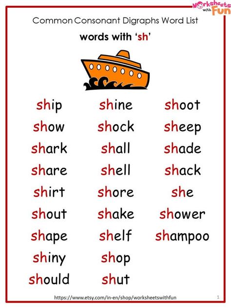 letter tracing Diya Worksheet, American English Words, Ch Words, Digraphs Activities, Preschool Phonics, Digraph Words, Phonics Cards, Reading Cards, Consonant Digraphs