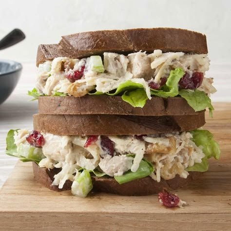 Our 40 Best Cold Sandwich Recipes Cranberry Walnut Chicken Salad, Vegan Chicken Salad, Cold Sandwich Recipes, Walnut Chicken Salad, Walnut Chicken, Salad Sandwich Recipe, Cranberry Chicken Salad, Chicken Salad Sandwich Recipe, Chicken Salad With Grapes