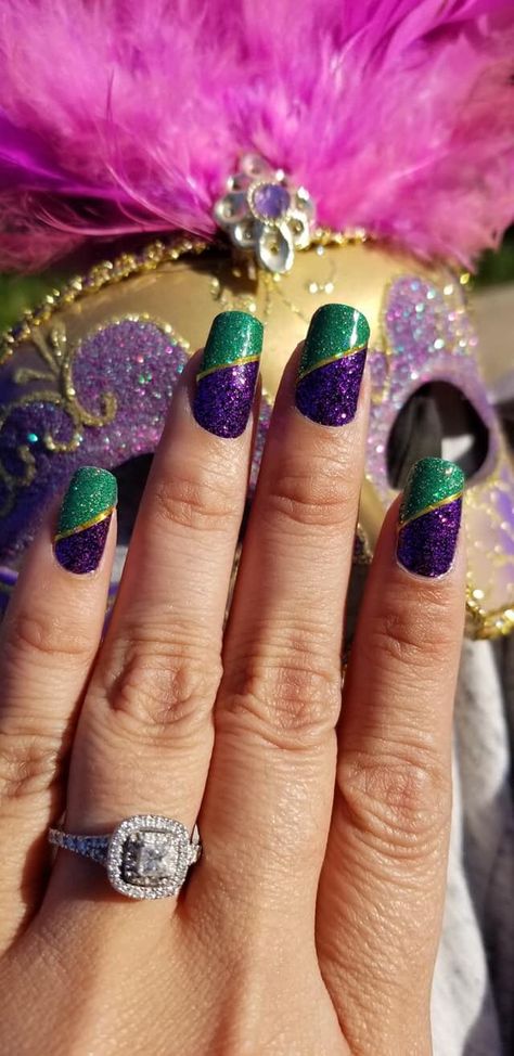 Mardi Gras Nail Designs, Carnival Nails, Mardi Gras Nails, Nail Room Ideas, Iconic Symbols, Nail Tape, Groundhog Day, March 5, Kwanzaa