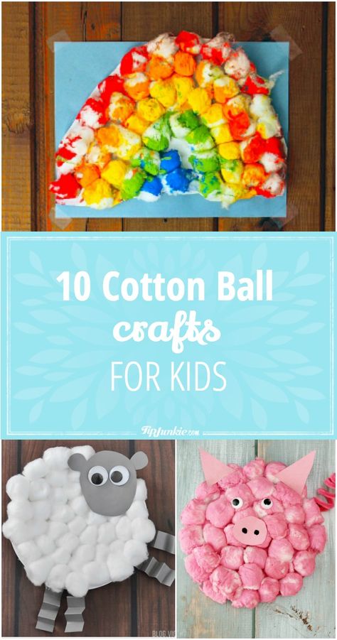 10 Cotton Ball Crafts for Kids via @tipjunkie Cotton Ball Crafts For Kids, Edible Crafts For Kids, Children Art Ideas, Cotton Ball Crafts, Arts And Crafts Storage, Arts And Crafts For Adults, Book Drawing Ideas, Scratch Book, Kid Friendly Crafts