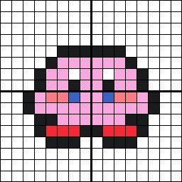 Mini Kirby Pixel Art Perler Small Pattern, Kirby Bead Pattern, Small Kirby Perler Beads, Kirby Perler Beads Pattern, Small Patterns Drawing, Kirby Pearl Beads, Small Minecraft Pixel Art, Mini Perler Patterns, Very Small Pixel Art