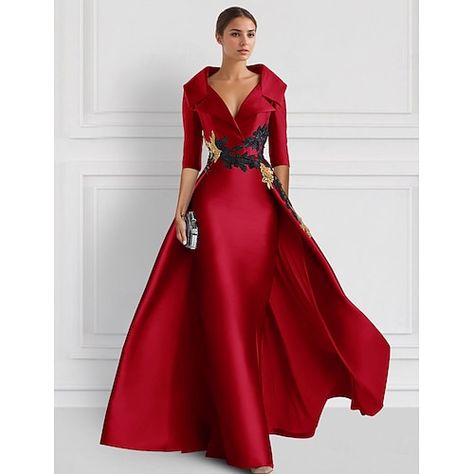 Silhouette:A-Line; Hemline / Train:Floor Length; Closure:Zipper UP; Built-In Bra:Yes; Embellishment:Appliques; Fabric:Satin; Sleeve Length:3/4 Length Sleeve; Tips:Colors may vary slightly due to different monitor settings,Professional dry cleaner only; Boning:No; Style:Elegant; Occasion:Formal; Neckline:Shirt Collar; Front page:Evening Gown; Listing Date:08/23/2024 Teal Gowns Elegant, Halloween Formal Dress, Ladies Formal Dresses, Jewel Tone Mother Of The Bride Dresses, Elegant Formal Dress, Elegant Red Outfit, Trend Dresses 2024, Opera Gown, Elegant Evening Dresses Formal Gowns