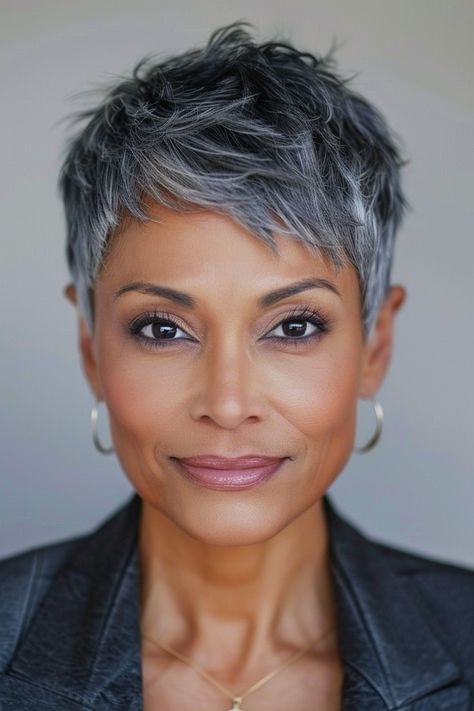 Short Grey Pixie Haircut, Shortcuts Hairstyle, Pixie Haircut Grey Hair, Short Hair Women Over 50, Pixie Cut Curly Hair, Layered Pixie Cut, Short Textured Hair, Textured Pixie Cut, Short Silver Hair