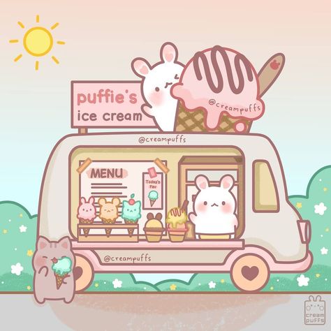 귀여운 음식 그림, Mint Ice Cream, Kawaii Illustration, Cute Food Drawings, Cute Animal Drawings Kawaii, Cute Kawaii Drawings, Ice Cream Truck, Cute Doodle Art, Kawaii Doodles