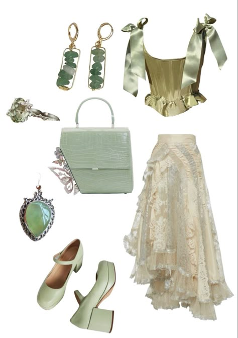 Ethereal Aesthetic Outfits, Fairy Aesthetic Outfit, Fairy Ethereal, Cottagecore Green, Fairy Core Outfits, Cottagecore Outfit, Fairy Outfit, Mode Hippie, Green Fairy