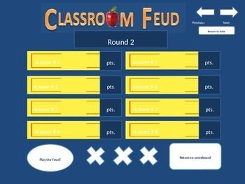 Engage your students with this fun and interactive game!

- Create your own categories and questions.
- Play in teams or individually.
- Track your scores on the leaderboard.
- The perfect game for review or for a fun Family Feud Party, Asl Games, Family Feud Template, Teacher Items, Jeopardy Template, Leadership Ideas, Thanksgiving Facts, Family Feud Game, Game Decor