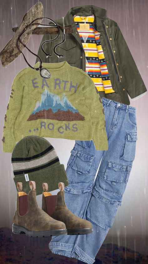 #outfit #outfitideas #pnw #falloutfit #earth #earthy Earthy Punk Outfits, Earth Kingdom Outfits, Boho Granola Outfits, Earthy Fall Outfits, Nature Girl Outfits, Pnw Outfit, Adventurecore Outfit, Cute Granola Outfits, Pnw Fashion