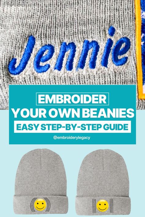 DIY Beanie Embroidery Tutorial: Easy Step-by-Step Instructions for Customizing Your Own Beanies Embroidery Ideas To Sell Products, Items To Embroider On, Beanie Embroidery Diy, Diy Embroidery Hat, In The Hoop Embroidery Projects, Diy Beanie, Beanie Embroidery, Hat Embroidery Machine, Free Machine Embroidery Designs Patterns