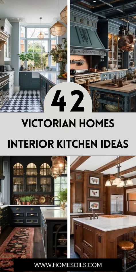 Discover 42 Victorian kitchen interior ideas that blend vintage charm with modern function! Get inspired to create a timeless and elegant space—click for beautiful designs! Modern Victorian Kitchen Design, Vintage Victorian Kitchen, Kitchen Ideas Victorian House, Victorian Modern Kitchen, Victorian Homes Interior Kitchen, Victorian Kitchen Design, Contemporary Victorian Interiors, Victorian Home Kitchen, Victorian Kitchen Cabinets