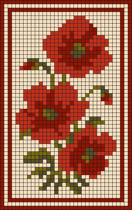 Crochet Tapestry Chart, Cross Stitch On Crochet, Crochet Flower Graph, Floral Grid Pattern, Tapestry Crochet Graph, Crochet Flower Pixel Pattern, Tapestry Crochet Charts, Cottagecore Alpha Pattern, Cottage Core Alpha Pattern