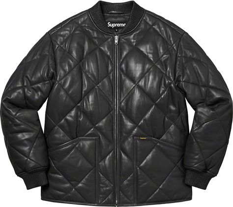 Supreme Quilted Leather Work Jacket Quilted Jacket Men, Work Jacket, Work Jackets, Leather Collar, Leather Work, Quilted Leather, Quilted Jacket, Lambskin Leather, Leather Working