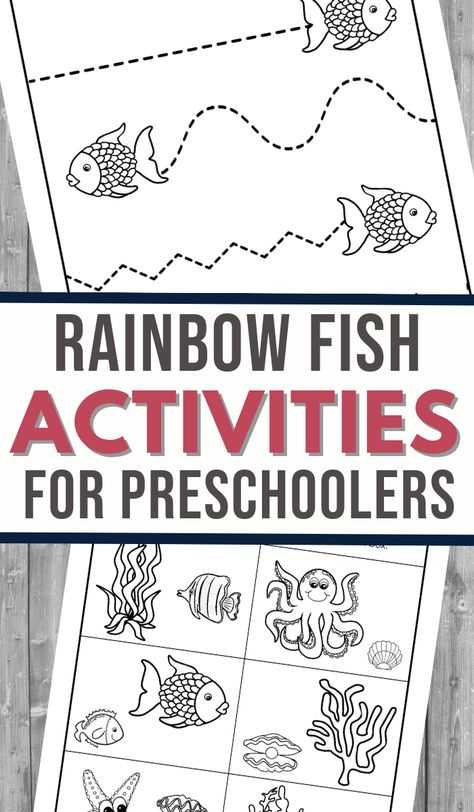 Rainbow Fish Activity Preschool, Rainbow Fish Science Activities, Rainbow Fish Worksheet, Rainbow Fish Coloring Sheet, Rainbowfish Art Activity For Kids, Rainbow Fish Math Activities, The Rainbow Fish Activities Preschool, Rainbow Fish Preschool Activities, Rainbow Fish Activities For Preschoolers