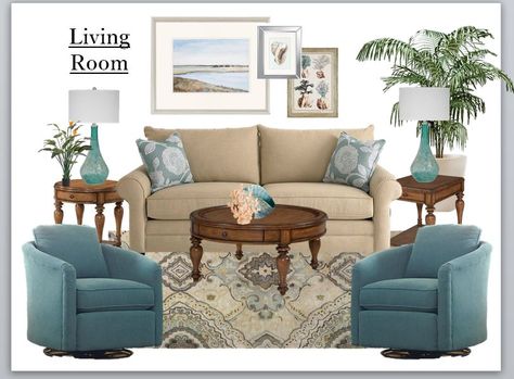 Teal Beach Living Room Ideas, Coastal Transitional Decor, Blue And Cream Living Room, Beige Sofa Living Room, Blue Couch Living, Blue Sofa Living, Brown And Blue Living Room, Tan Living Room, London Living Room