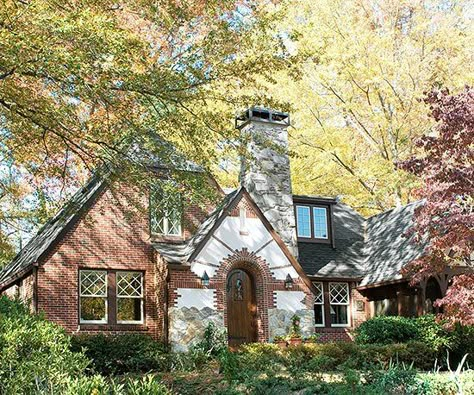 Tudor Exterior, Tudor House Exterior, Color Architecture, Tudor Houses, Chimney Caps, Tudor Homes, Exterior Color Palette, Storybook House, Tudor Cottage