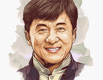 Jackie chan Illustrator Portrait, Paint Face, Art Vector Illustration, Drawing S, Portrait Artists, Draw People, Strong Man, Dragon King, Game Download Free