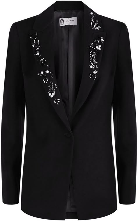 Outfit For New Year, Embellished Jackets, Embellished Blazer, Abaya Designs Latest, December Outfits, Award Show Dresses, Latest Blouse Designs Pattern, Beaded Jacket, Lapel Blazer