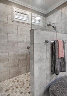 Shower Ideas Bathroom Master Baths, Half Wall Shower, Showers Without Doors, Tile Walk In Shower, Master Bath Shower, Bathroom Makeovers, Full Bathroom Remodel, Bathroom Showers, Bathroom Shower Design