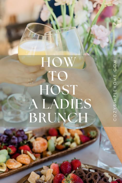 Brunch Ideas For Ladies, Brunch Display Buffet Tables, Outside Brunch Ideas, Girlfriends Brunch Ideas, Brunch Ideas Small Group, How To Host A Brunch Party, Ladies Brunch At Home, Host A Brunch At Home, Ladies Brunch Ideas Decor