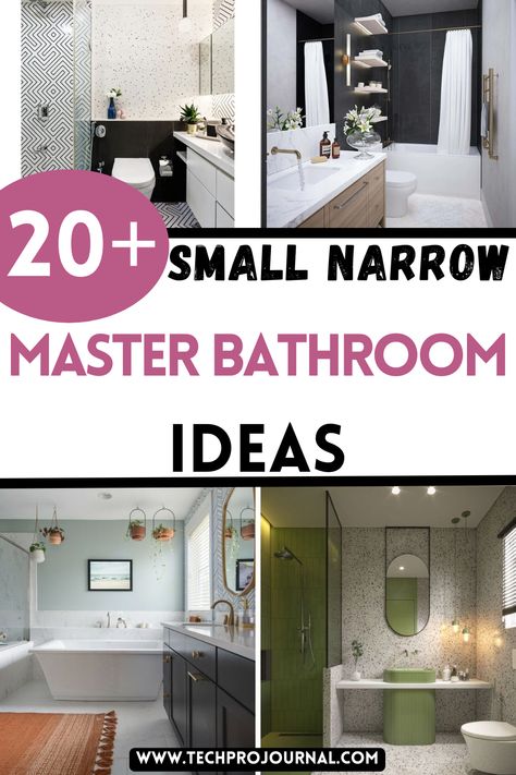 Need ideas for a narrow master bathroom? Check out these designs that maximize every inch! Clever layouts and streamlined fixtures can transform your narrow master bathroom into a functional, spa-like retreat. Small Ensuite Bathroom Ideas Narrow, Smallest Bathroom Layout, 8x10 Bathroom Layout, Rectangular Bathroom Layout, 5x8 Bathroom Layout, Long Bathroom Design, Square Bathroom Layout, Narrow Bathroom Layout, Long Narrow Bathroom