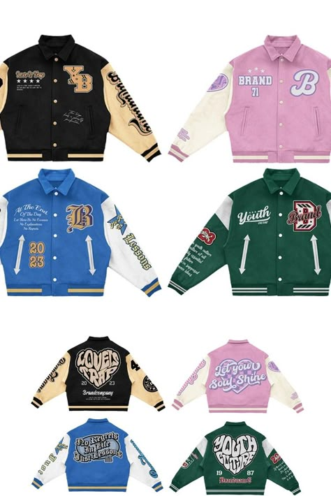 I will design your streetwear varsity jacket Varsity Jacket Design Ideas, Varsity Jacket Back Design, Patch Work Crochet, Chicken Collage, Streetwear Varsity Jacket, Varsity Streetwear, Collage Jacket, Freelance Graphic Design Jobs, Varsity Jacket Design