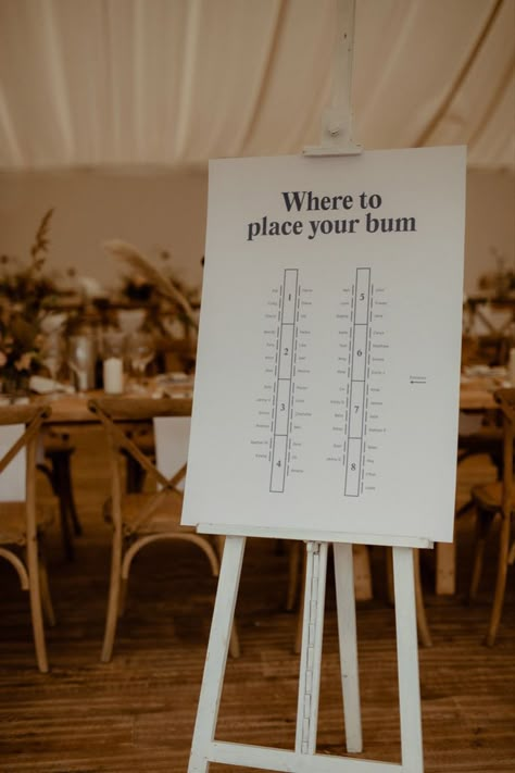 Simple and minimal wedding seating chart White Wedding Seating Chart, Wedding Table Signage, Wedding Dress With Bow, Nature Wedding Dress, Wedding Table Seating Chart, Middleton Lodge, Pregnant Bride, Wedding Table Seating, Bow Wedding Dress