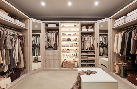 This stunning boutique dressing room features open shelving with integrated lights and pull out shoe racks with soft close mechanisms. Dressing Room Design, Closet Designs, Closet Design, Dressing Room, The Closet, Walk In Closet, Mansion, Walk In, Dream House