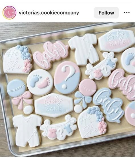 Gender Reveal Party Cookies, Simple Gender Reveal Party, Gender Reveal Dessert, Simple Gender Reveal, Gender Reveal Cookies, Farm Cookies, Idee Babyshower, Cookies Theme, Party Cookies