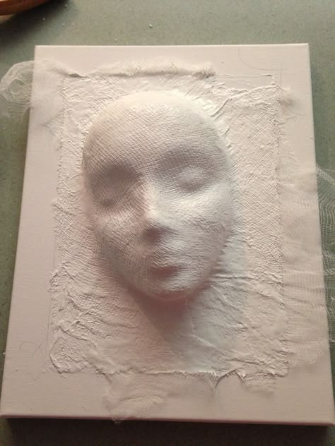 Plaster Sculpture Ideas Art Projects, 3d Art Ideas Sculpture, Canvas Cloth Painting, Styrofoam Sculpture Ideas, 3d Painting On Canvas Using Clay, Plaster Cloth Projects, 3d Art Inspiration, Plaster Cloth Art, Paper Mache Canvas Art