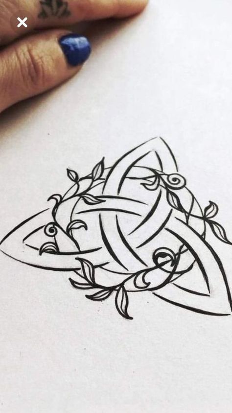 Celtic Witch Tattoo Ideas, Floral Celtic Knot Tattoo, The Triquetra Tattoo, Celtic Trifecta Tattoo, Witches Knot Tattoo Meaning, Celtic Tattoo Designs For Women, Triforce Tattoo Design, Trinity Tattoo Design, Celtic Symbol Tattoos For Women