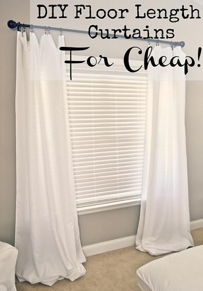 DIY: Floor Length Curtains For Cheap using Bed, Bath & Beyond Tablecloths // Liz Marie Blog Floor Length Curtains, Diy Flooring, Diy Curtains, The Bedroom, Cheap Home Decor, My New Room, Apartment Living, Home Interior, Home Deco