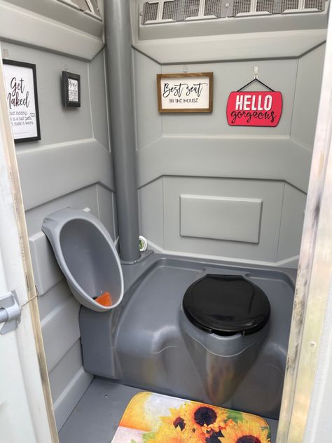 Decorating Porta Potty For Wedding, How To Decorate A Porta Potty, Decorate Porta Potty For Wedding, Port A Potty Decorations, Decorated Porta Potty, Portapotty Ideas, Porta Potty Decorating Ideas, Diy Porta Potty, Porta Potty Wedding