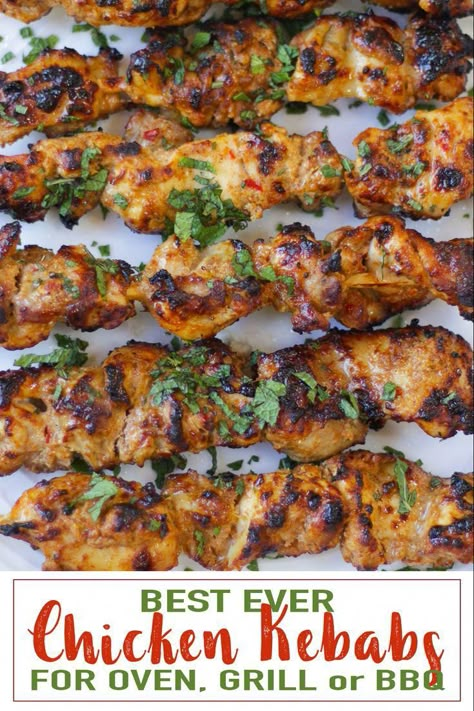 Easy Chicken Kebab Recipe, Kebabs Skewers, Greek Chicken Kabobs, Grilled Chicken Kabobs, Chicken Kebab Recipe, Chicken Kebab, Chicken Skewer Recipe, Kebab Recipe, Shish Kabobs