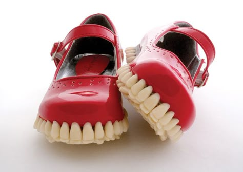 Harder, Stronger, Richer: Teeth-Laden Fashion for the 1% by Fantich & Young | Yatzer Weird Shoes, Funny Shoes, Teeth Implants, Ugly Shoes, Apex Predator, Funky Shoes, Cool Shoes, Shoe Art, Mode Inspo