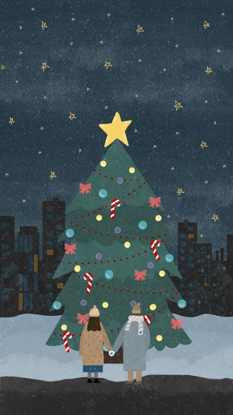 Cute Festive Wallpapers, Christmas Illustration Background, Christmas And New Year Wallpaper, Festive Wallpaper Iphone, Holiday Illustration Christmas, Cute Christmas Backgrounds Wallpapers, Winter Illustration Wallpaper, Christmas Illustration Drawing, Christmas Wallpaper Illustration