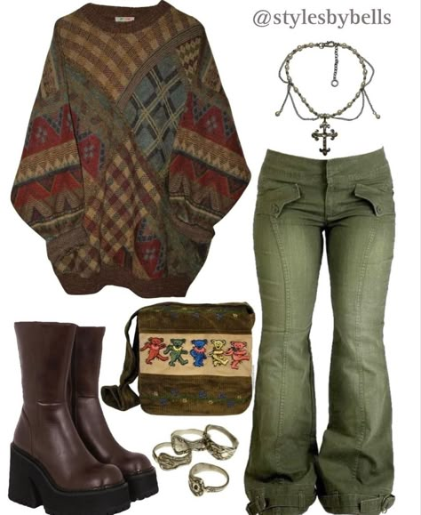 Outfit Inspo 70s, 70s Grunge, Fairy Grunge Style, Mode Hippie, Earthy Outfits, Aesthetic Streetwear, Estilo Hippie, Street Outfits, New Rock