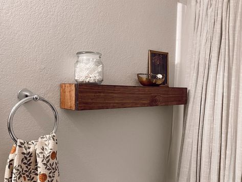 Towel Rod Above Toilet, Towel Bars With Shelf, Shelf To Cover Towel Bar, Diy Shelf With Towel Bar, Shelf Over Towel Bar, Towel Rack Above Toilet, Towel Rack Bathroom Hanging Ideas, Diy Towel Rack Bathroom, Towel Bars In Bathroom