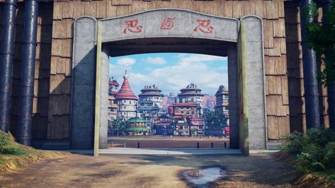 Leaf Village gates Naruto Background, Naruto Leaf Village, Naruto Shifting, Konoha Village, The Hidden Leaf Village, Naruto Birthday, Hidden Leaf Village, Naruto Aesthetic, Jump Force