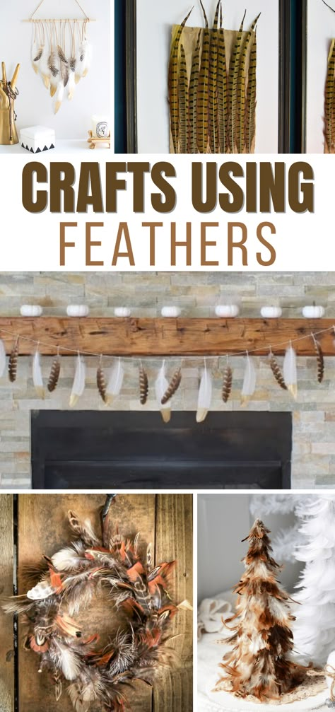 Crafts With Feathers Diy, Feathers Crafts Ideas, Diy Feather Wall Art, Crafts Using Feathers Ideas, Feather Diy Ideas, Feather Diy Decor, Projects With Feathers, Art Using Feathers, Bird Feather Art