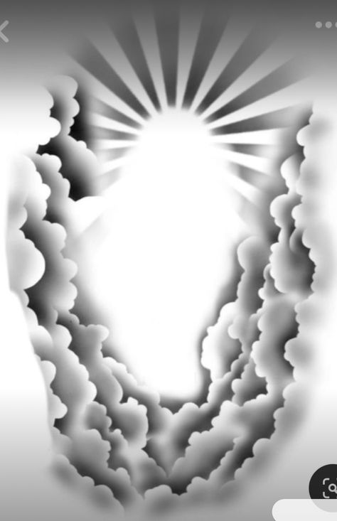 Cloud Shading Tattoo Backgrounds, Sun Shining Through Clouds Tattoo, Cloud Tattoo Design Backgrounds, Dove And Clouds Tattoo Design, Cloud Shading Tattoo, Clouds And Sun Rays Tattoo, Tattoo Filler Ideas Men Backgrounds, Men Tattoo Stencil, Clouds Tattoo Stencil